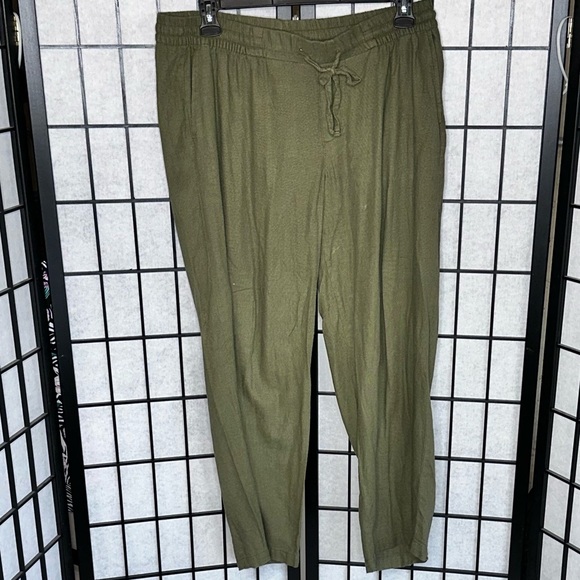 Old Navy Olive Green high waist slouchy linen blend pant 1 XL - Picture 10 of 10